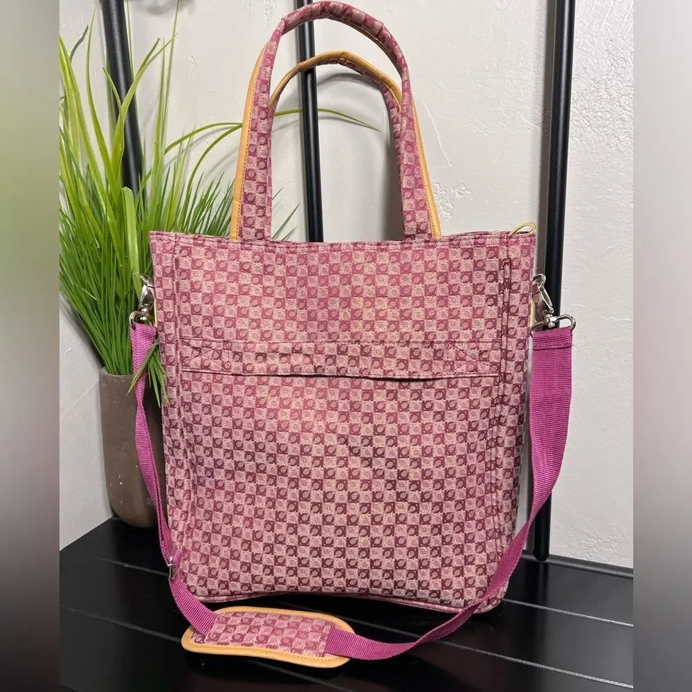 Liz Claiborne Randa luggage carry-on bag tote purple tan